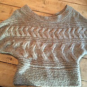 Free People Gray Off-the-Shoulder Cropped Sweater